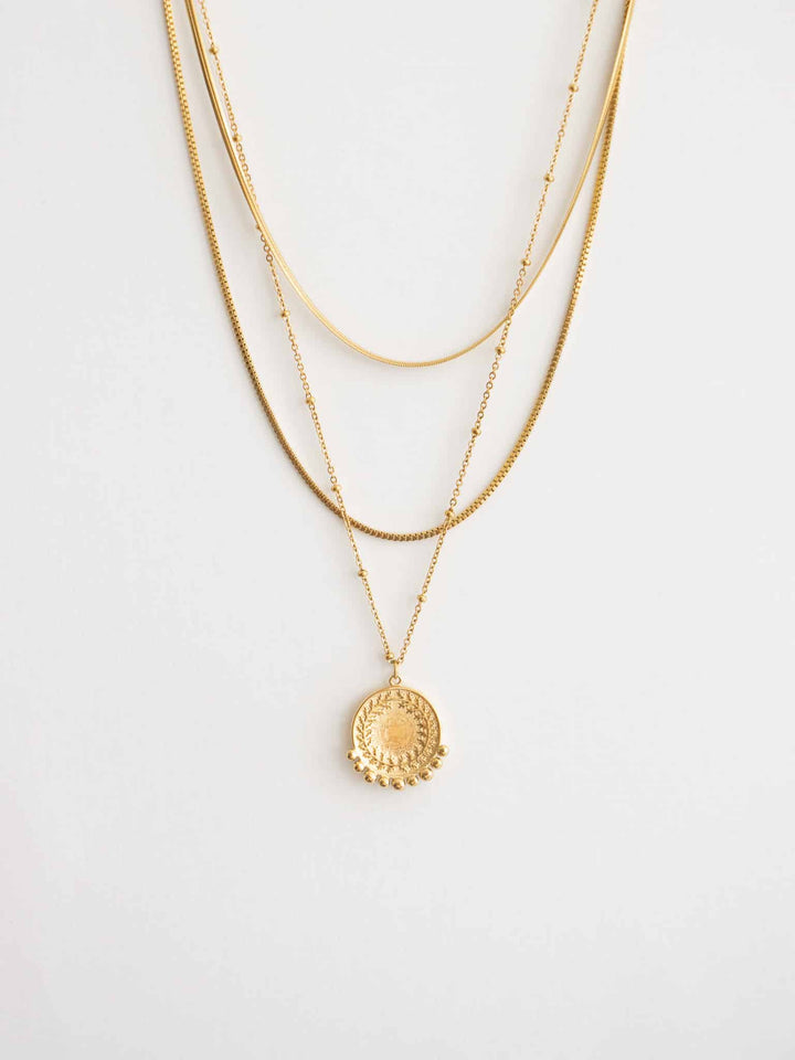 Amelie Ava Dotted Medaillon Necklace - Halsketten Layering Set (waterproof)