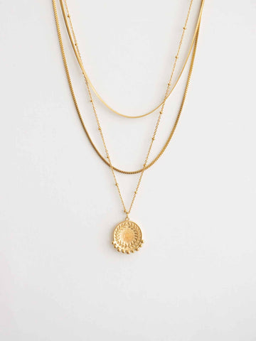 Amélie Ava Dotted Medaillon Necklace - Halsketten Layering Set (wasserfest)
