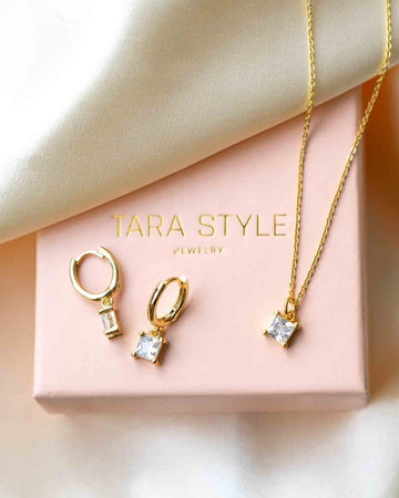 Square Crystal Schmuck Set (wasserfest)