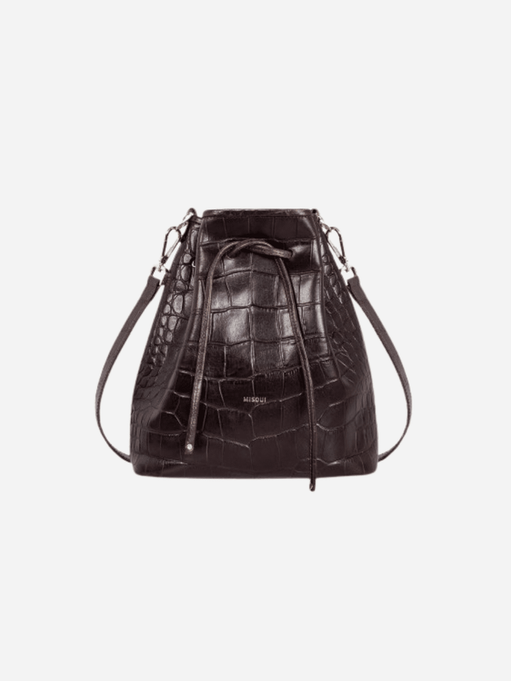 Cacao Croco Bucket Bag - Beuteltasche